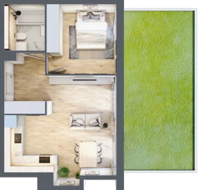 2 pokoje, apartament 44,46 m², parter, oferta nr F5, Nowe Żerniki Bieńkowskiego, Wrocław, Żerniki, Fabryczna, ul. Bieńkowskiego