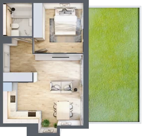 2 pokoje, apartament 44,53 m², parter, oferta nr H6, Nowe Żerniki Bieńkowskiego, Wrocław, Żerniki, Fabryczna, ul. Bieńkowskiego