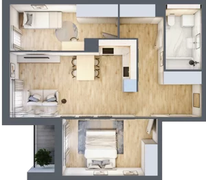 3 pokoje, apartament 59,75 m², piętro 1, oferta nr H10, Nowe Żerniki Bieńkowskiego, Wrocław, Żerniki, Fabryczna, ul. Bieńkowskiego