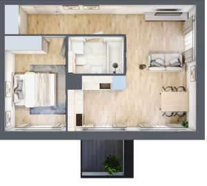 2 pokoje, apartament 43,64 m², piętro 1, oferta nr K17, Nowe Żerniki Bieńkowskiego, Wrocław, Żerniki, Fabryczna, ul. Bieńkowskiego