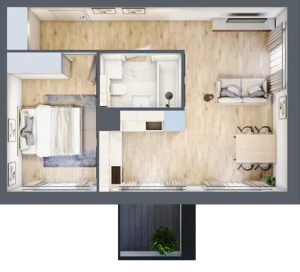 2 pokoje, apartament 43,49 m², piętro 2, oferta nr K27, Nowe Żerniki Bieńkowskiego, Wrocław, Żerniki, Fabryczna, ul. Bieńkowskiego