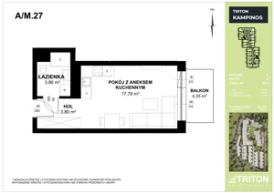 Mieszkanie 25,45 m², piętro 2, oferta nr A_M27, Triton Kampinos III, Łomna-Las, ul. Wiśniowa 5