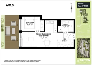 Mieszkanie 36,01 m², parter, oferta nr A_M5, Triton Kampinos III, Łomna-Las, ul. Wiśniowa 5
