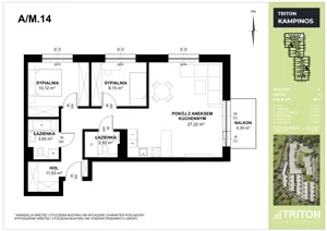 Mieszkanie 63,88 m², piętro 1, oferta nr A_M14, Triton Kampinos III, Łomna-Las, ul. Wiśniowa 5