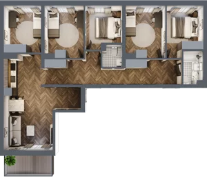 6 pokoi, mieszkanie 99,15 m², piętro 3, oferta nr ONH-C-KLF18-LM24, Osiedle Nowe Horyzonty - etap II, Bydgoszcz, Bartodzieje, ul. Fordońska 16-18