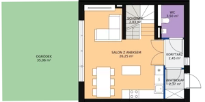 Dom 72,03 m², oferta nr 1.a, Osiedle Pastell, Warszawa, Białołęka, Henryków, ul. Kazimierza Pułaskiego