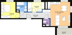 3 pokoje, mieszkanie 58,57 m², piętro 1, oferta nr AA2.6, PUR na Kamionku, Warszawa, Praga Południe, Kamionek, ul. Żupnicza