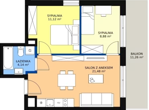 3 pokoje, mieszkanie 45,62 m², piętro 1, oferta nr AA2.5, PUR na Kamionku, Warszawa, Praga Południe, Kamionek, ul. Żupnicza