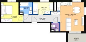 3 pokoje, mieszkanie 58,57 m², piętro 2, oferta nr AA3.6, PUR na Kamionku, Warszawa, Praga Południe, Kamionek, ul. Żupnicza