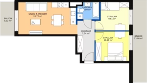 3 pokoje, mieszkanie 52,84 m², piętro 1, oferta nr AC2.1, PUR na Kamionku, Warszawa, Praga Południe, Kamionek, ul. Żupnicza