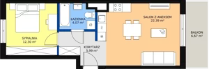2 pokoje, mieszkanie 44,75 m², piętro 1, oferta nr AD2.4, PUR na Kamionku, Warszawa, Praga Południe, Kamionek, ul. Żupnicza