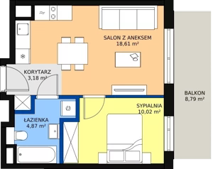 2 pokoje, mieszkanie 36,84 m², piętro 2, oferta nr AF3.2, PUR na Kamionku, Warszawa, Praga Południe, Kamionek, ul. Żupnicza