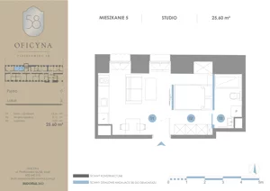 1 pokój, apartament inwestycyjny 25,60 m², parter, oferta nr 5, Oficyna - Apart Hotel, Łódź, Śródmieście, ul. Piotrkowska 56/58