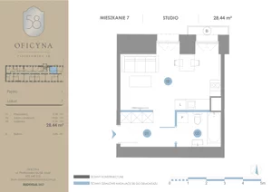 1 pokój, apartament inwestycyjny 28,44 m², piętro 1, oferta nr 7, Oficyna - Apart Hotel, Łódź, Śródmieście, ul. Piotrkowska 56/58