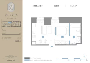 1 pokój, apartament 26,33 m², piętro 1, oferta nr 51, Oficyna, Łódź, Śródmieście, ul. Piotrkowska 56/58