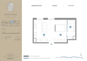 1 pokój, apartament 31,79 m², piętro 4, oferta nr 40, Oficyna, Łódź, Śródmieście, ul. Piotrkowska 56/58