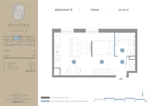 1 pokój, apartament 32,10 m², piętro 4, oferta nr 78, Oficyna, Łódź, Śródmieście, ul. Piotrkowska 56/58