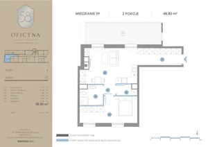 2 pokoje, apartament 48,80 m², piętro 4, oferta nr 39, Oficyna, Łódź, Śródmieście, ul. Piotrkowska 56/58
