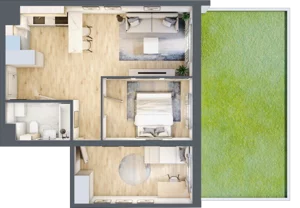 3 pokoje, mieszkanie 50,90 m², parter, oferta nr M2, Prato Park, Kraków, Czyżyny, ul. Na Łąkach