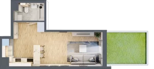 1 pokój, mieszkanie 30,25 m², parter, oferta nr M3, Prato Park, Kraków, Czyżyny, ul. Na Łąkach