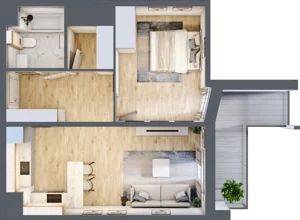 2 pokoje, mieszkanie 48,57 m², piętro 1, oferta nr M11, Prato Park, Kraków, Czyżyny, ul. Na Łąkach