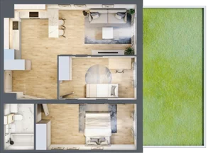 3 pokoje, mieszkanie 60,04 m², parter, oferta nr M65, Prato Park, Kraków, Czyżyny, ul. Na Łąkach