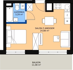 1 pokój, mieszkanie 27,83 m², piętro 7, oferta nr 22, Podedworze 11, Kraków, Podgórze Duchackie, Piaski Wielkie, ul. Podedworze 11