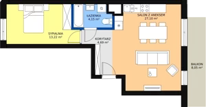 2 pokoje, mieszkanie 49,16 m², piętro 2, oferta nr 64, Podedworze 11, Kraków, Podgórze Duchackie, Piaski Wielkie, ul. Podedworze 11