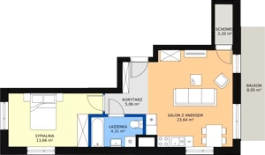2 pokoje, mieszkanie 48,22 m², piętro 3, oferta nr 100, Podedworze 11, Kraków, Podgórze Duchackie, Piaski Wielkie, ul. Podedworze 11