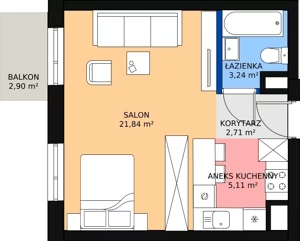 2 pokoje, mieszkanie 32,87 m², piętro 5, oferta nr 110, Podedworze 11, Kraków, Podgórze Duchackie, Piaski Wielkie, ul. Podedworze 11