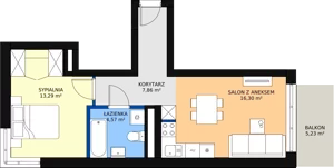 2 pokoje, mieszkanie 42,57 m², piętro 3, oferta nr 11, Podedworze 11, Kraków, Podgórze Duchackie, Piaski Wielkie, ul. Podedworze 11
