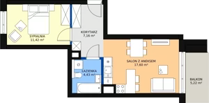 2 pokoje, mieszkanie 40,55 m², piętro 10, oferta nr 54, Podedworze 11, Kraków, Podgórze Duchackie, Piaski Wielkie, ul. Podedworze 11