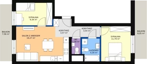 3 pokoje, mieszkanie 53,47 m², piętro 1, oferta nr 59, Podedworze 11, Kraków, Podgórze Duchackie, Piaski Wielkie, ul. Podedworze 11