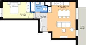 2 pokoje, mieszkanie 48,07 m², piętro 1, oferta nr 61, Podedworze 11, Kraków, Podgórze Duchackie, Piaski Wielkie, ul. Podedworze 11