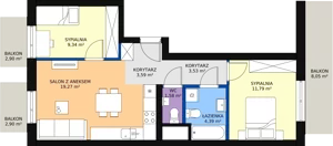 3 pokoje, mieszkanie 53,47 m², piętro 2, oferta nr 62, Podedworze 11, Kraków, Podgórze Duchackie, Piaski Wielkie, ul. Podedworze 11
