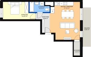 2 pokoje, mieszkanie 50,11 m², piętro 3, oferta nr 67, Podedworze 11, Kraków, Podgórze Duchackie, Piaski Wielkie, ul. Podedworze 11