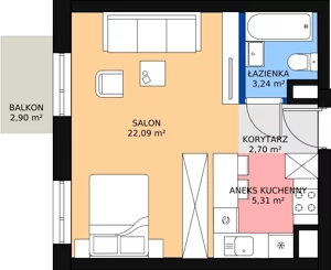 2 pokoje, mieszkanie 33,36 m², piętro 4, oferta nr 69, Podedworze 11, Kraków, Podgórze Duchackie, Piaski Wielkie, ul. Podedworze 11