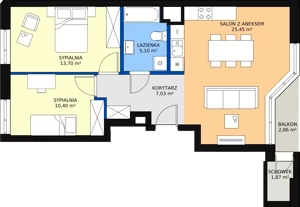 3 pokoje, mieszkanie 59,82 m², piętro 9, oferta nr 85, Podedworze 11, Kraków, Podgórze Duchackie, Piaski Wielkie, ul. Podedworze 11