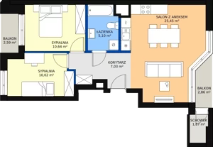 3 pokoje, mieszkanie 56,39 m², piętro 10, oferta nr 88, Podedworze 11, Kraków, Podgórze Duchackie, Piaski Wielkie, ul. Podedworze 11