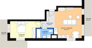2 pokoje, mieszkanie 46,75 m², piętro 1, oferta nr 92, Podedworze 11, Kraków, Podgórze Duchackie, Piaski Wielkie, ul. Podedworze 11