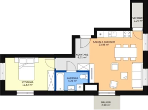 2 pokoje, mieszkanie 48,11 m², piętro 4, oferta nr 104, Podedworze 11, Kraków, Podgórze Duchackie, Piaski Wielkie, ul. Podedworze 11