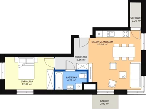 2 pokoje, mieszkanie 48,09 m², piętro 5, oferta nr 108, Podedworze 11, Kraków, Podgórze Duchackie, Piaski Wielkie, ul. Podedworze 11
