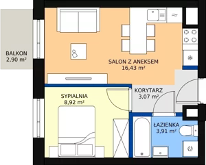 2 pokoje, mieszkanie 32,33 m², piętro 5, oferta nr 109, Podedworze 11, Kraków, Podgórze Duchackie, Piaski Wielkie, ul. Podedworze 11