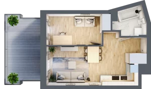 2 pokoje, mieszkanie 38,25 m², piętro 1, oferta nr M2/KL1, Luxury Point, Kielce, Centrum, al. Solidarności