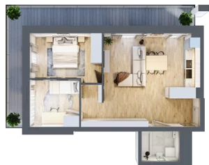 3 pokoje, mieszkanie 57,58 m², piętro 1, oferta nr M7/KL1, Luxury Point, Kielce, Centrum, al. Solidarności