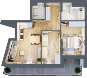 3 pokoje, mieszkanie 57,96 m², piętro 2, oferta nr M22/KL1, Luxury Point, Kielce, Centrum, al. Solidarności
