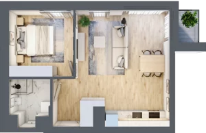 2 pokoje, mieszkanie 42,94 m², piętro 5, oferta nr M40/KL2, Luxury Point, Kielce, Centrum, al. Solidarności