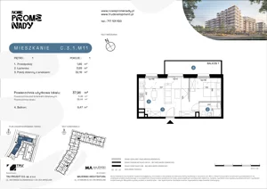 1 pokój, apartament 37,96 m², piętro 1, oferta nr C.3.1.M11, Nowe Promenady 2, Wrocław, Kleczków, Psie Pole, ul. Czesława Miłosza/Jana Czochralskiego