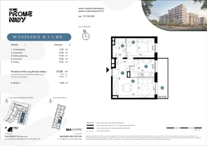 2 pokoje, apartament 47,85 m², piętro 1, oferta nr B.1.1.M9, Nowe Promenady 2, Wrocław, Kleczków, Psie Pole, ul. Czesława Miłosza/Jana Czochralskiego