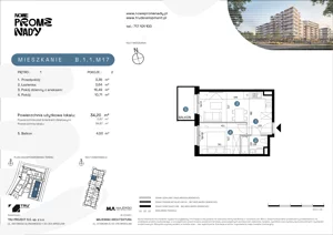 2 pokoje, apartament 34,20 m², piętro 1, oferta nr B.1.1.M17, Nowe Promenady 2, Wrocław, Kleczków, Psie Pole, ul. Czesława Miłosza/Jana Czochralskiego
